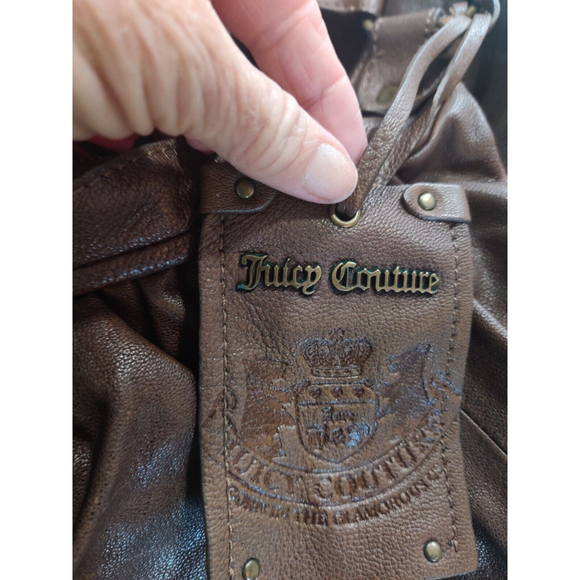 Vtg Juicy Couture Hobo Purse Brown Goatskin Leather - Picture 14 of 16